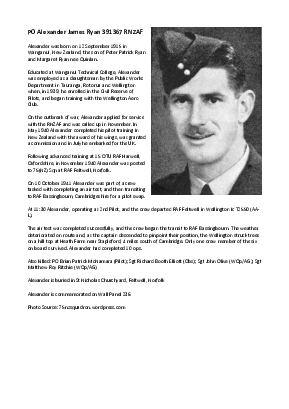 A preview of a PDF biography for Ryan, Alexander James